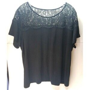 Black Lace Bodice Detail Blouse Cato Woman Floral Career Dressy Church Romantic